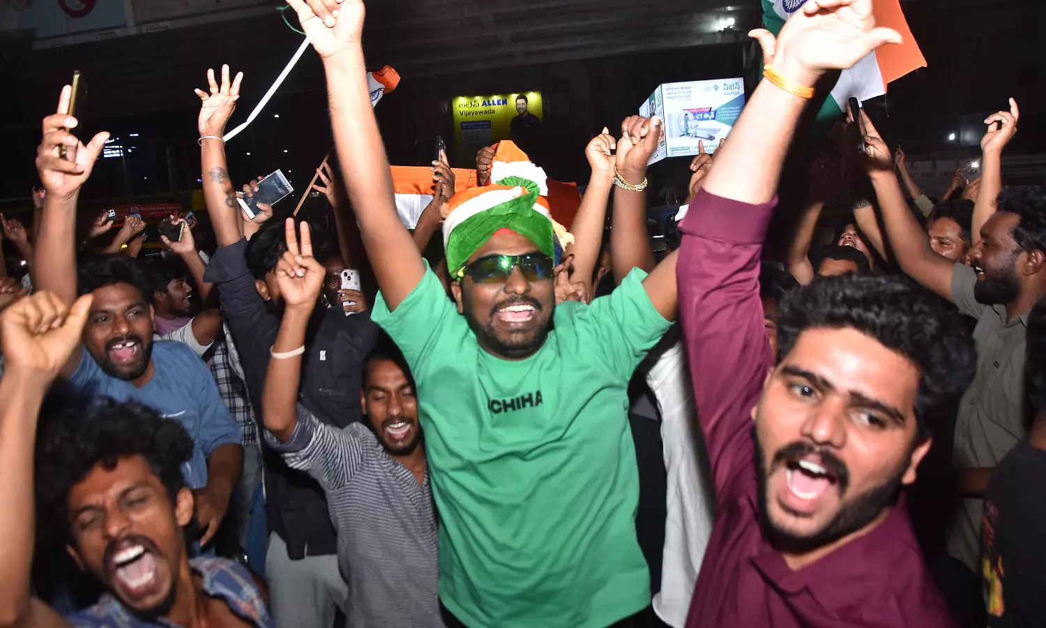 Benz Circle Bursts with Joy: Vijayawada Kids Celebrate Indias T20WC Triumph