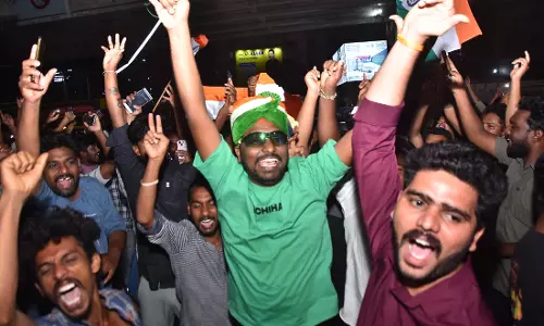 Benz Circle Bursts with Joy: Vijayawada Kids Celebrate Indias T20WC Triumph Benz Circle Bursts with Joy: Vijayawada Kids Celebrate Indias T20WC Triumph