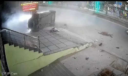 EV Car Rams Sanitation worker, Scooter Rider