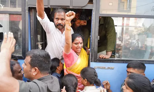 Kavitha Detained During Protest Over Khammam House Demolitions