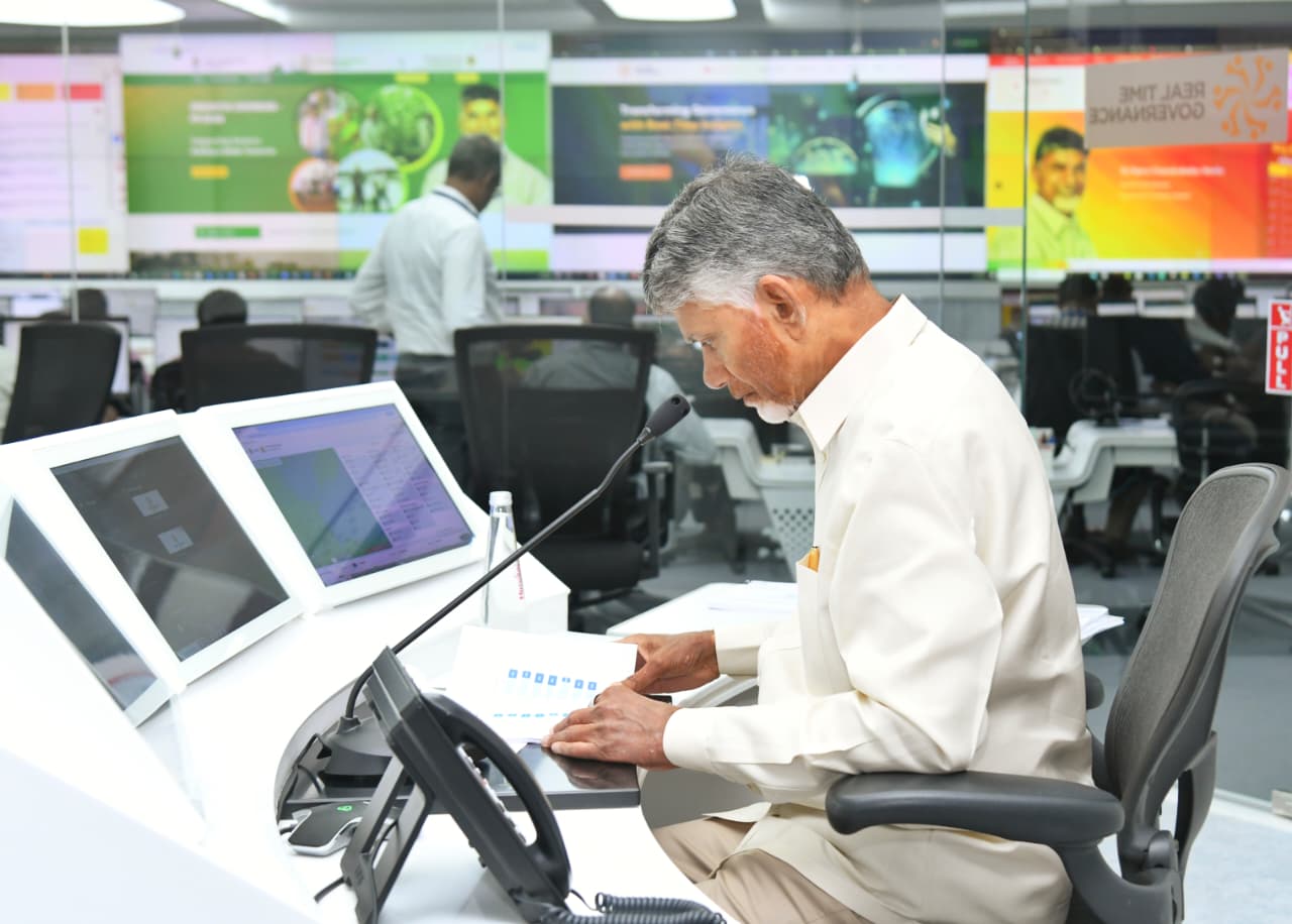 Naidu Reviews Performance of Government Departments at RTGS Centre