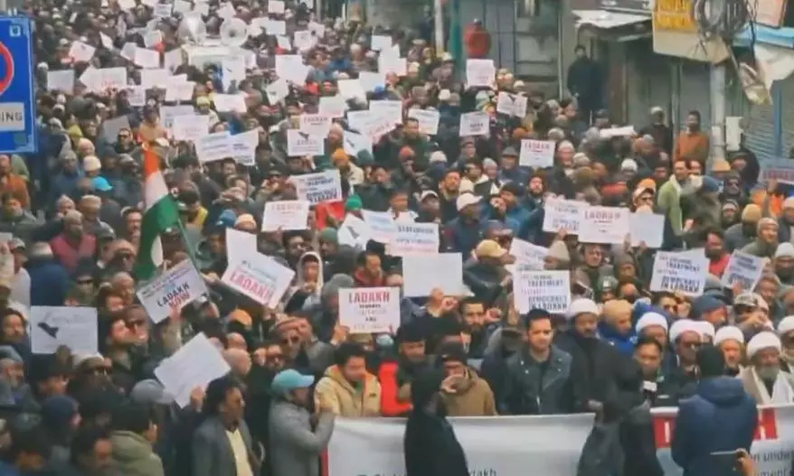 Mass Protests in Ladakh Demand Statehood and Sixth Schedule Status Mass Protests in Ladakh Demand Statehood and Sixth Schedule Status