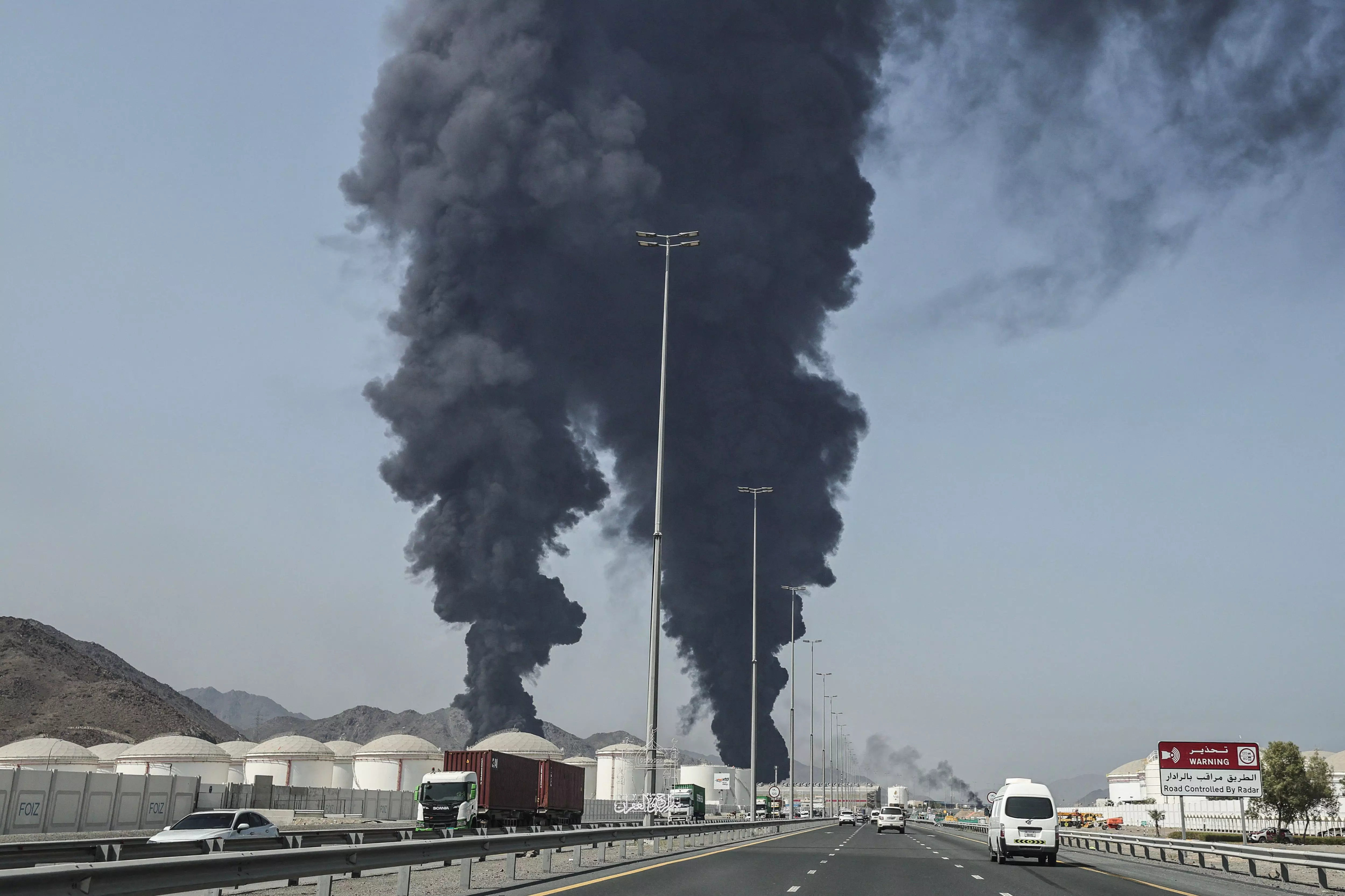 Drone Strike Triggers Fire at Fujairah Oil Industry Zone Drone Strike Triggers Fire at Fujairah Oil Industry Zone