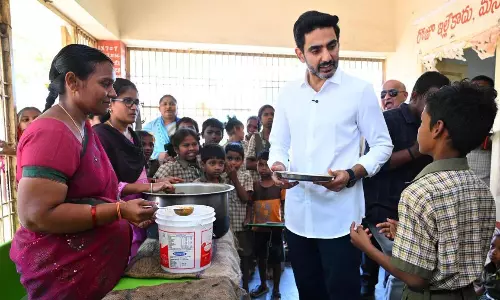 Lokesh Inspects Mylavaram School, Checks Mid-Day Meal Quality Lokesh Inspects Mylavaram School, Checks Mid-Day Meal Quality