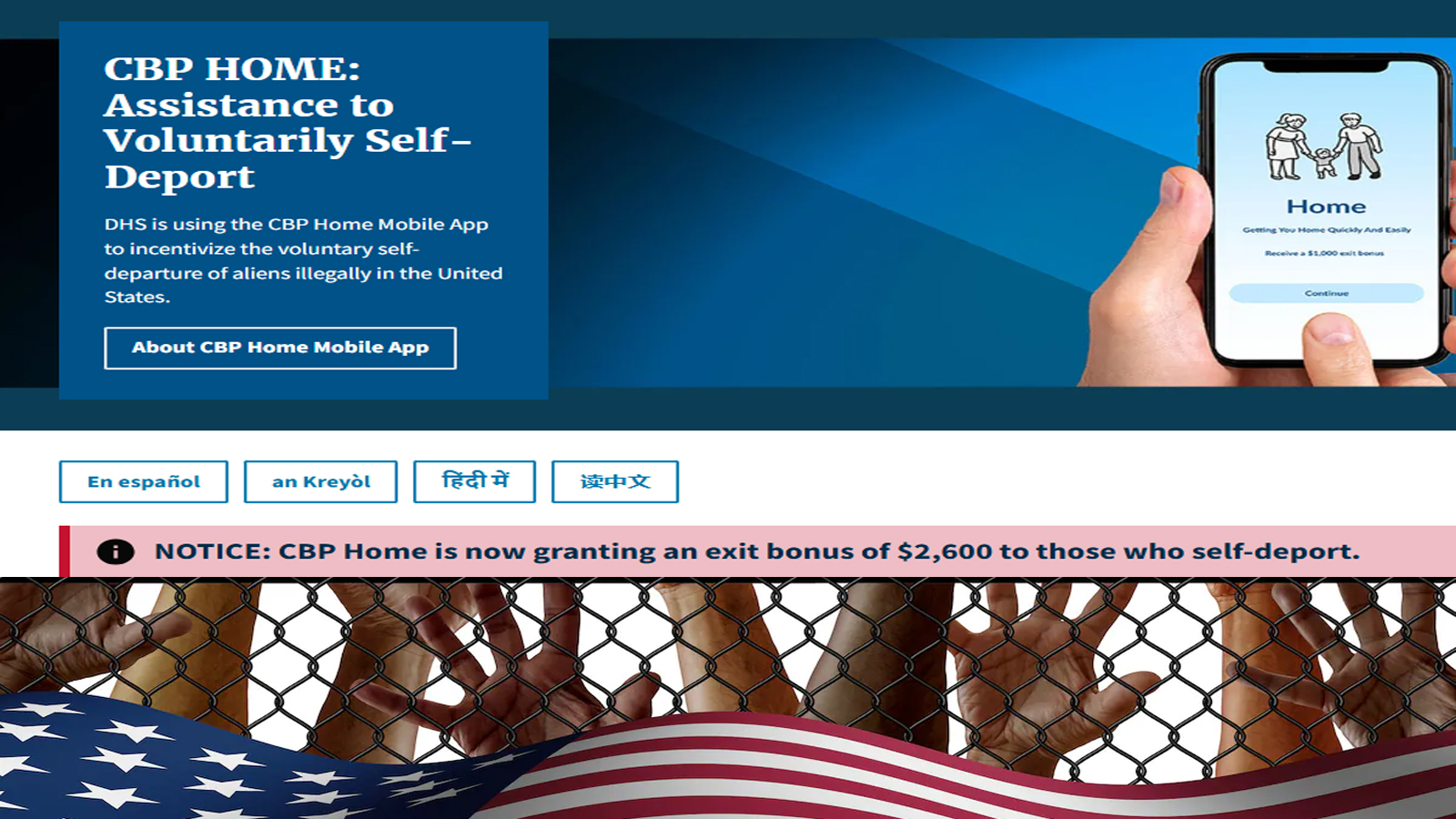 USD 2,600 Exit Bonus Offered To Illegal Immigrants for Self-deportation