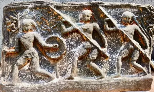 14th Century Hero Stone Inscription Found in Prakasam