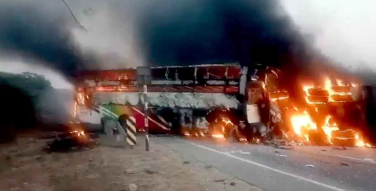 14 Die As Bus Catches Fire in AP Accident 14 Die As Bus Catches Fire in AP Accident