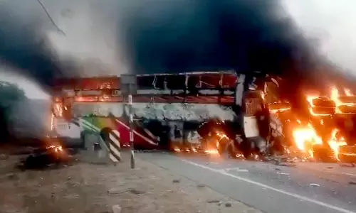 14 Die As Bus Catches Fire in AP Accident