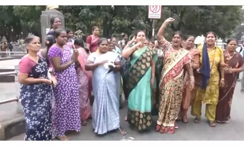 ASHA Workers Stage Protest in Hyderabad