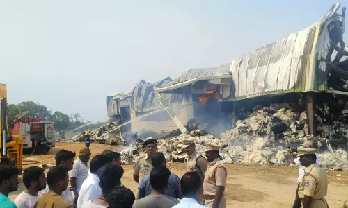 Massive Blaze Engulfs Cotton Godown Near Shadnagar; No Casualties Reported