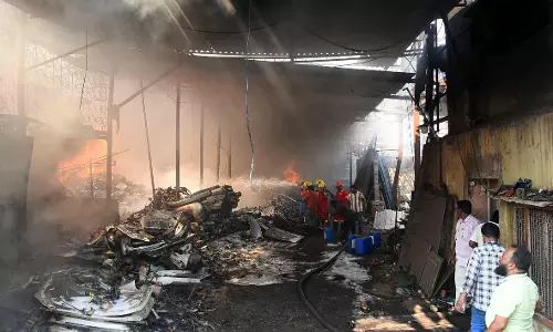 Fire Accident At Scrap Shop Creates Panic In Vizag