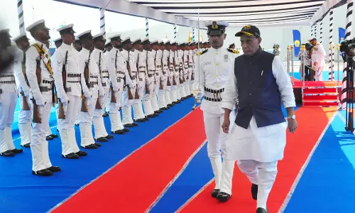 Rajnath Singh Inspects INS Taragiri In Visakhapatnam