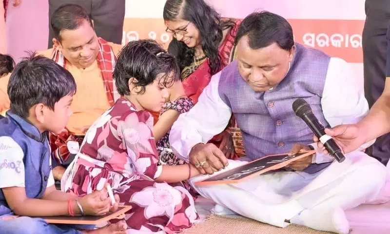 Odisha CM Mohan Majhi Launches School Enrolment Drive, Initiates ‘Khadi Chhuan’ Ritual For Children In Odisha