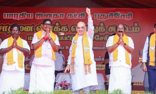 Shah Talks Development at Pondy Rally