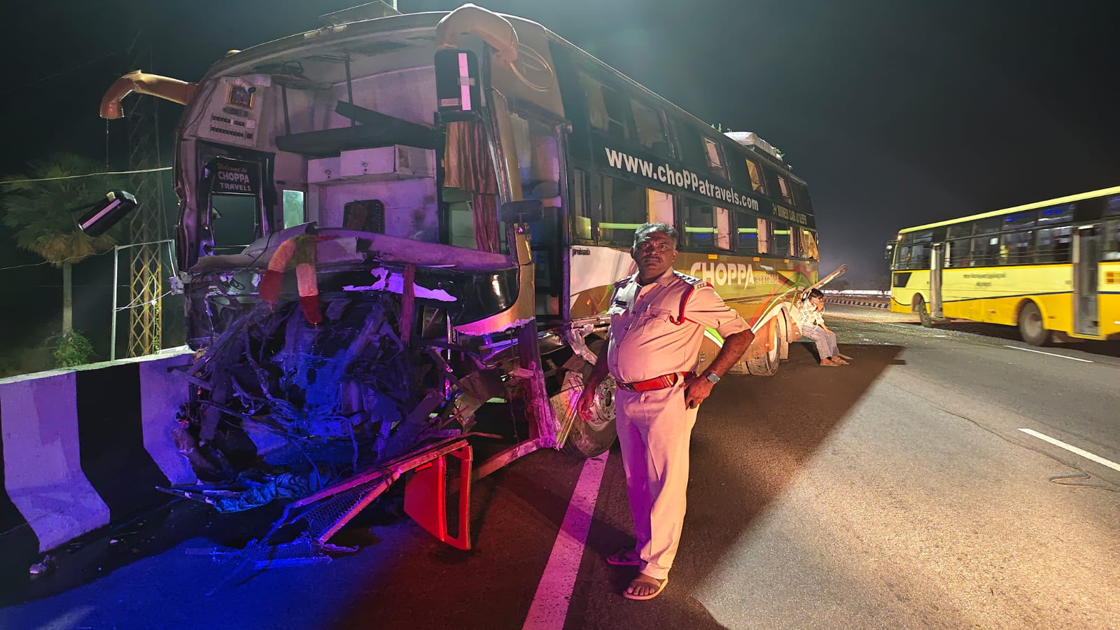 Private Bus Rams Into Divider Near Tirupati; 34 Passengers Escape Unhurt