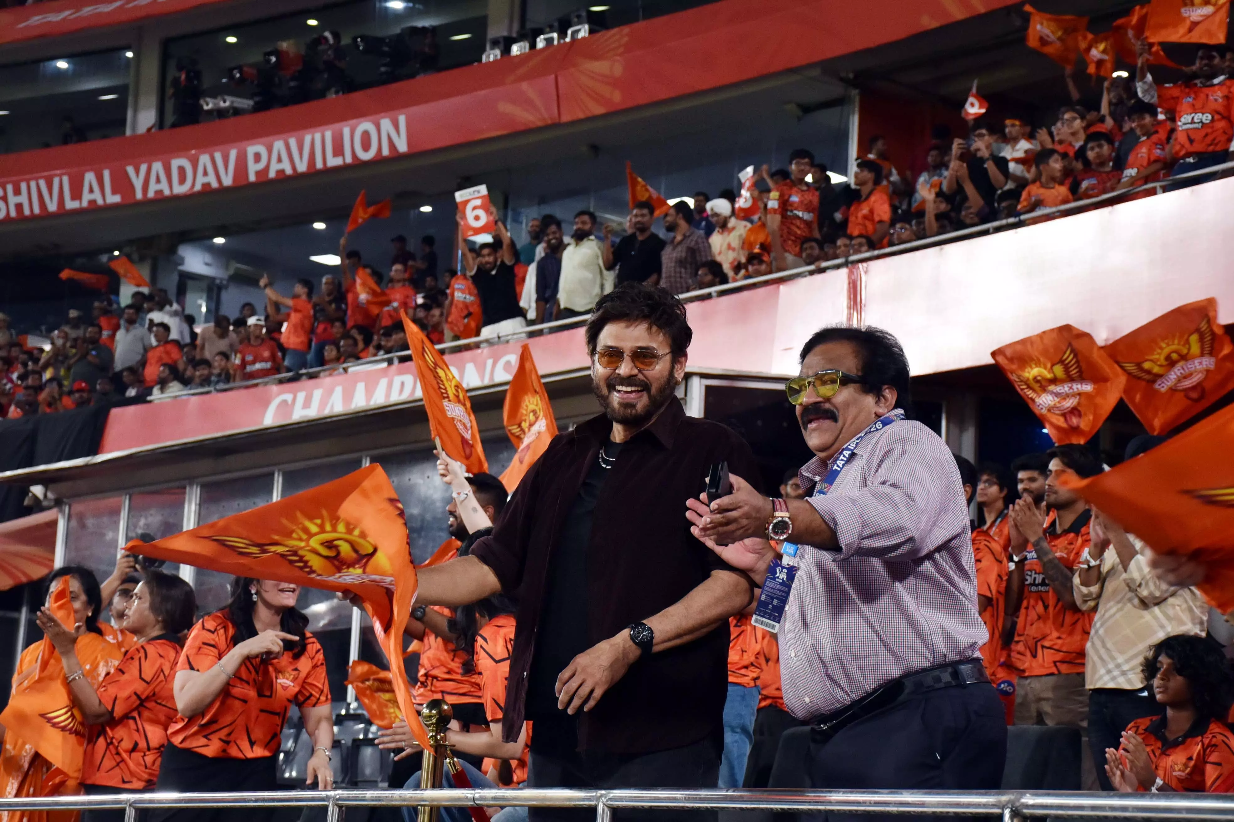 Tollywood Meets Cricket: Venkatesh Enjoys IPL Action in Hyderabad Tollywood Meets Cricket: Venkatesh Enjoys IPL Action in Hyderabad