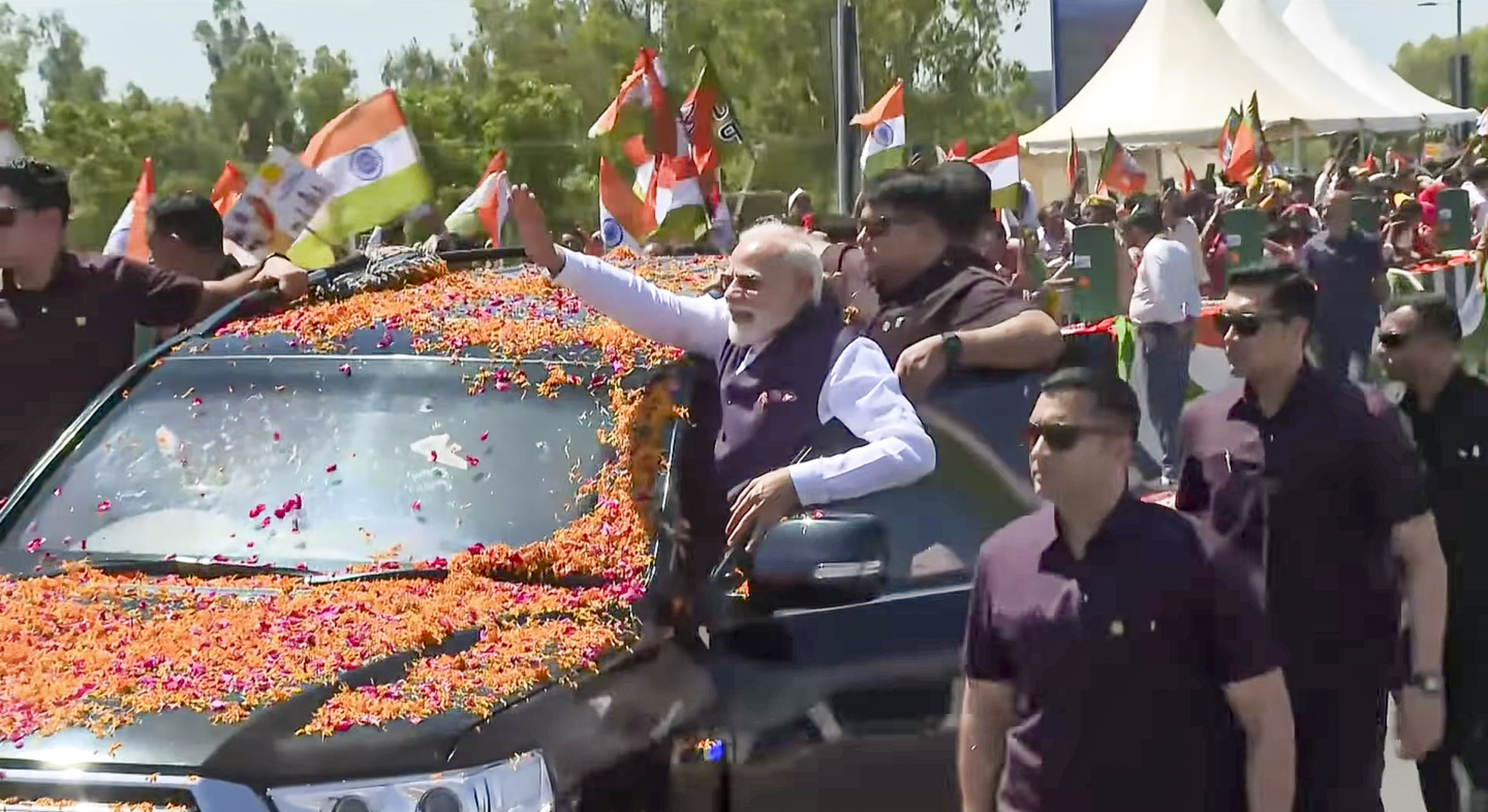 PM Modi holds roadshow in Dehradun after roadshow in UP's Saharanpur