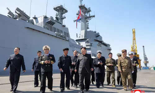 North Koreas Kim Oversees Navy Cruise Missile Test