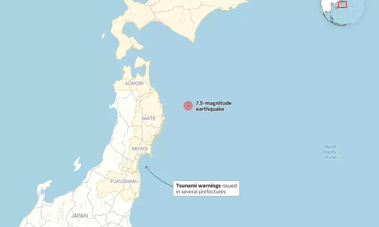 Powerful 7.5-Magnitude Earthquake Strikes Off Japan, Tsunami Alert Issued
