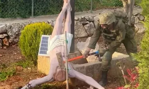 Israel Says Image of Soldier Striking Jesus Statue in Lebanon Is Authentic Israel Says Image of Soldier Striking Jesus Statue in Lebanon Is Authentic
