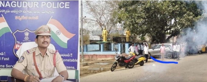 Chinnagudur celebrates SI’s Transfer Bursting Crackers