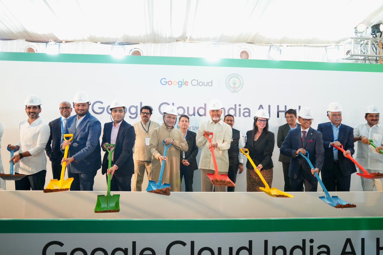 Naidu Lays Foundation for Google Data Centre Near Vizag