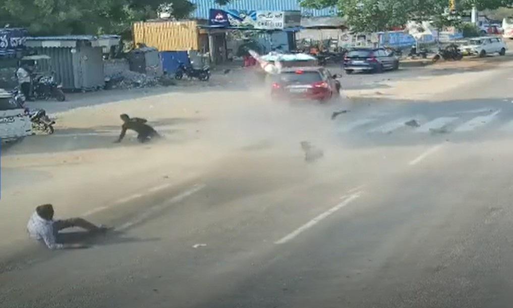 Car Rams Vehicles In Miryalaguda; One Dead, Two Injured