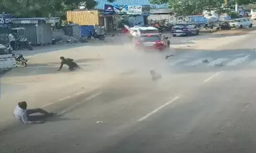 Car Rams Vehicles In Miryalaguda; One Dead, Two Injured Car Rams Vehicles In Miryalaguda; One Dead, Two Injured