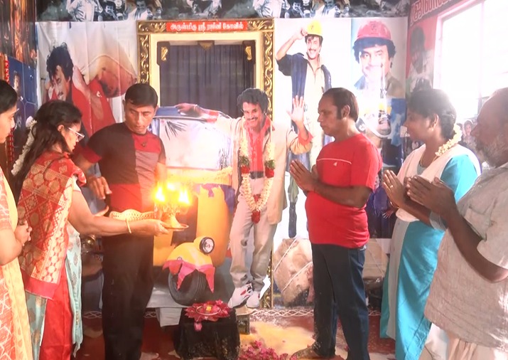 Rajinikanth Temple Marks Labour Day With Baashha-Themed Tribute to Workers