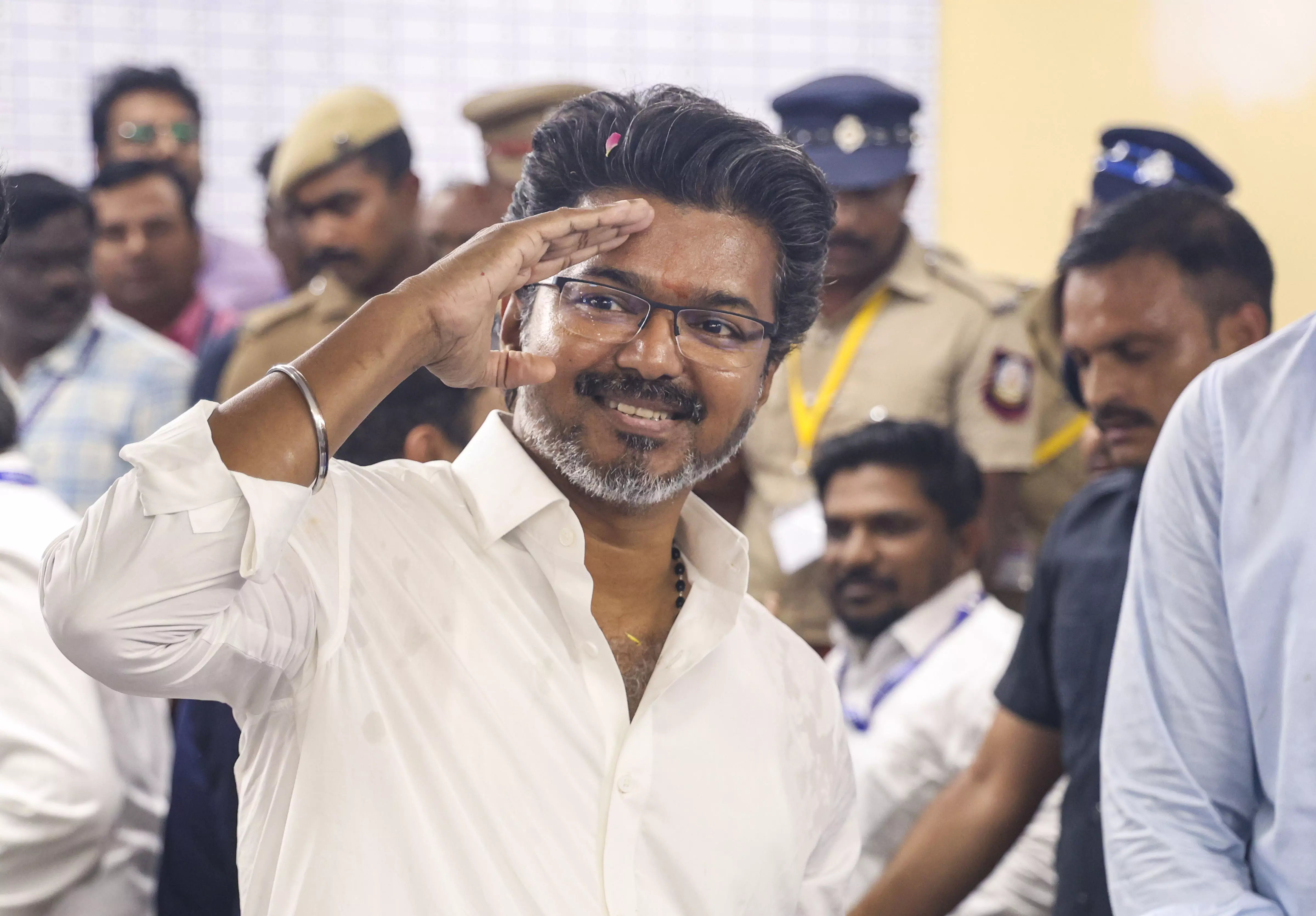 Vijay Stakes Claim to Form Govt After TVK Emerges Largest Party Vijay Stakes Claim to Form Govt After TVK Emerges Largest Party