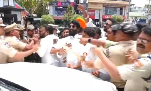 BJP Activists Attack BRS MLA’s Camp Office in Karimnagar BJP Activists Attack BRS MLA’s Camp Office in Karimnagar