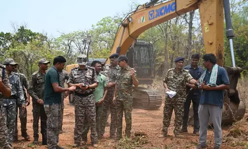 CRPF ADG Inspects Road Works Along Telangana-Chhattisgarh Border at Karreguttalu