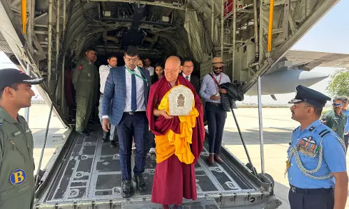 Holy Relics of Buddha Return to Delhi on a Special IAF Flight