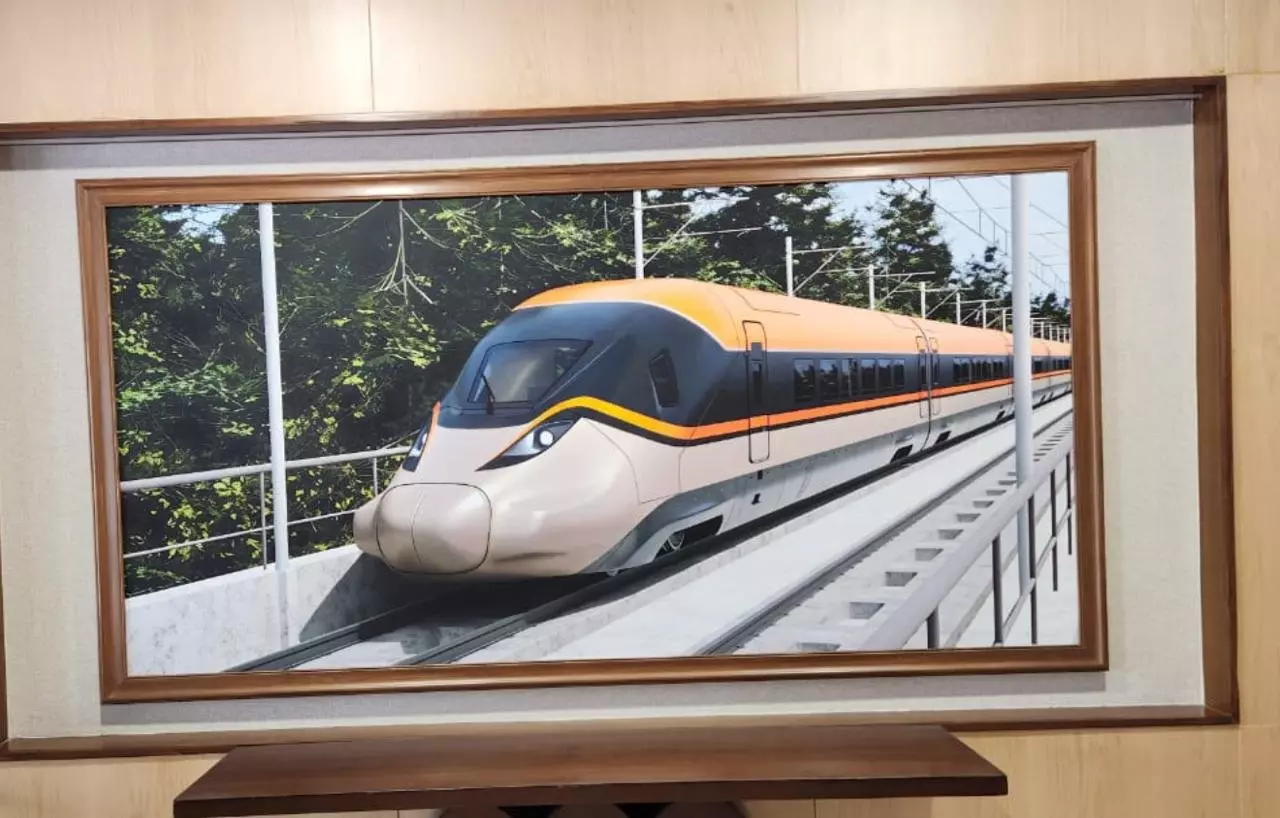 Picture Of First Proposed Bullet Train Displayed At Railway Ministry Picture Of First Proposed Bullet Train Displayed At Railway Ministry