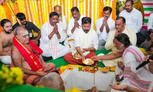 Revanth Reddy Lays Foundation Stone for Rs.99.55 Cr Works at Yadagirigutta Temple