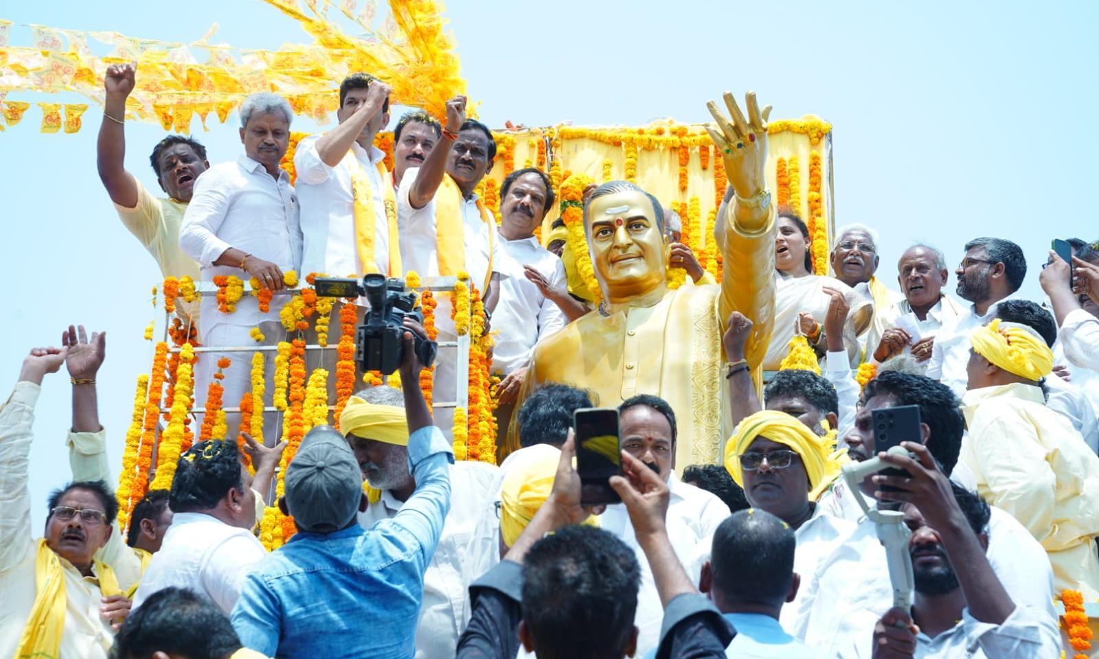 Pemmasani Unveils NTR Statues, Promises Village Development Support
