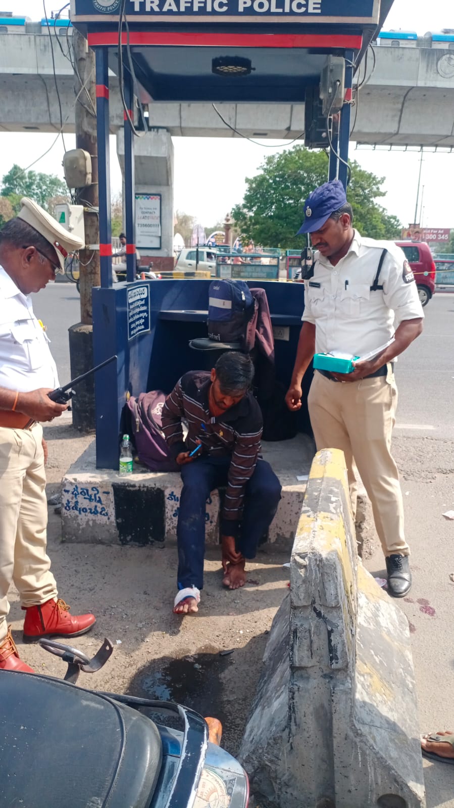 Begumpet Traffic Cops Rescue, Shift Injured Biker To Hospital