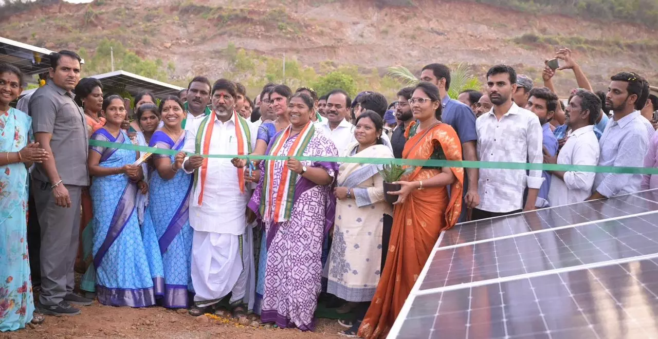 Seethakka, Bhatti Open SHG Solar Plant In Khammam Seethakka, Bhatti Open SHG Solar Plant In Khammam