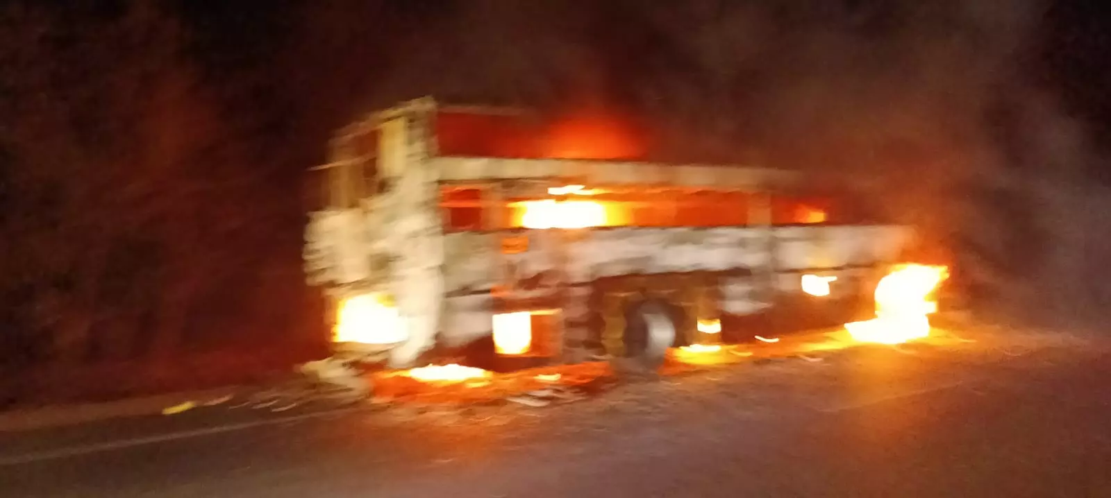 Alert Driver Saves Passengers Lives After Bus Catches Fire in Chityal Alert Driver Saves Passengers Lives After Bus Catches Fire in Chityal