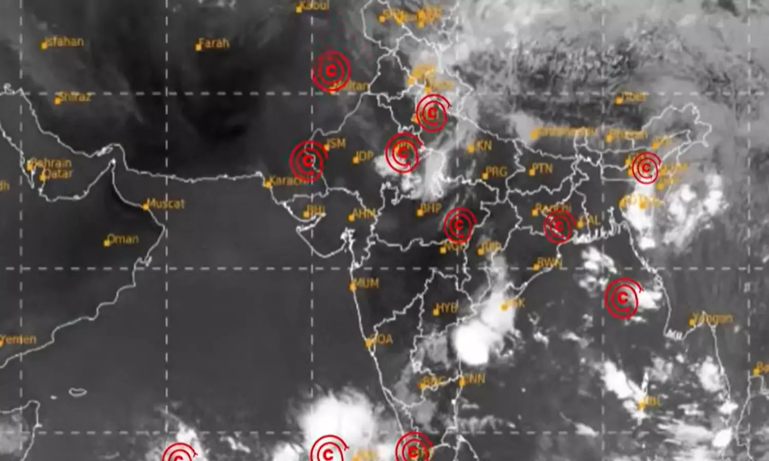 INSAT-3DS Captures 1,600-km Thunderstorm Belt From Rajasthan To Telangana INSAT-3DS Captures 1,600-km Thunderstorm Belt From Rajasthan To Telangana