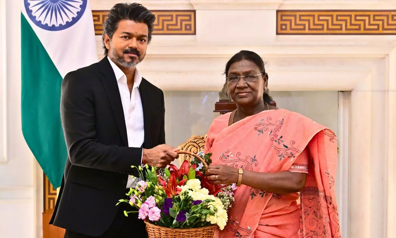 TN CM Vijay in Delhi, Visits Prez Murmu, Will Meet Rahul, Sonia Gandhi