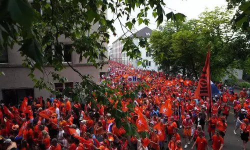 A Street In The Hague Is Drenched In Orange Ahead Of Football World Cup A Street In The Hague Is Drenched In Orange Ahead Of Football World Cup