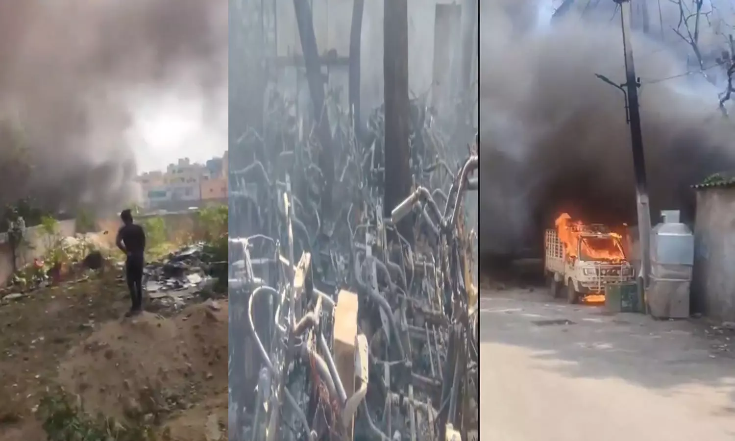 Hyderabad: Massive Fire At EV-bike Warehouse In Moosapet Hyderabad: Massive Fire At EV-bike Warehouse In Moosapet