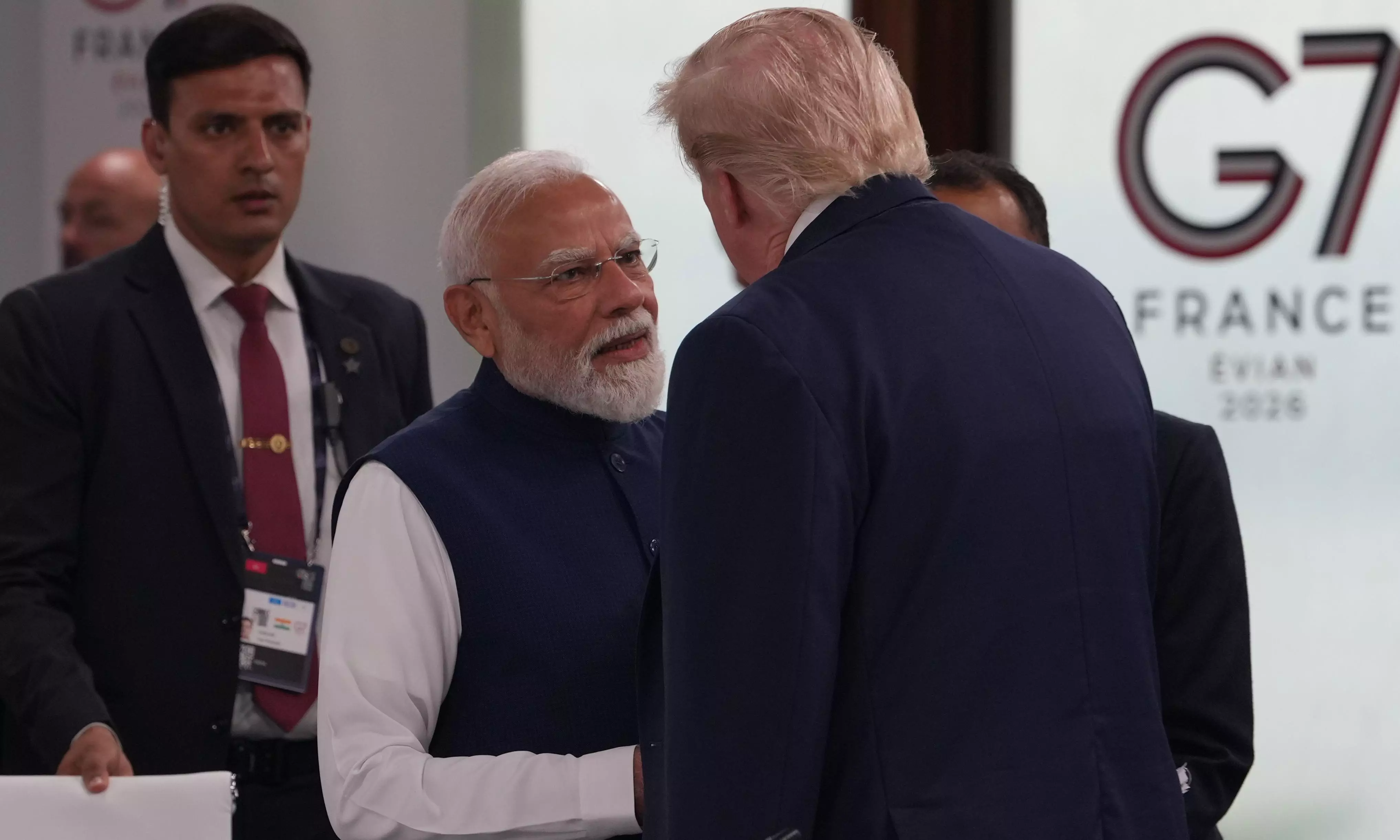 PM Modi, US President Trump Hold Brief Exchange at G7 Summit PM Modi, US President Trump Hold Brief Exchange at G7 Summit