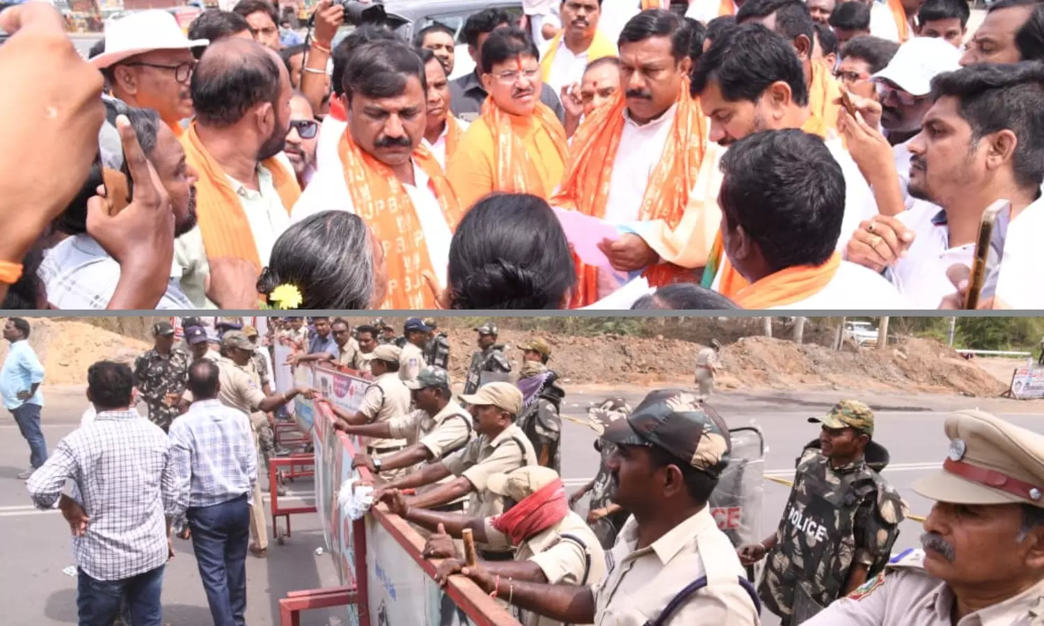 Police Stop BJP Team From Visiting Srirampur Mine Police Stop BJP Team From Visiting Srirampur Mine