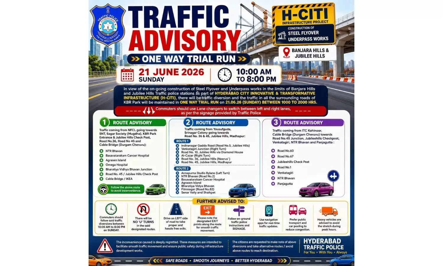 KBR Park One-Way Traffic Trial on June 21 for H-Citi Flyover Works KBR Park One-Way Traffic Trial on June 21 for H-Citi Flyover Works