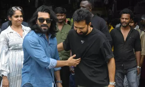 Ram Charan’s Surprise Visit Lights Up Chiranjeevi’s Film Set Ram Charan’s Surprise Visit Lights Up Chiranjeevi’s Film Set