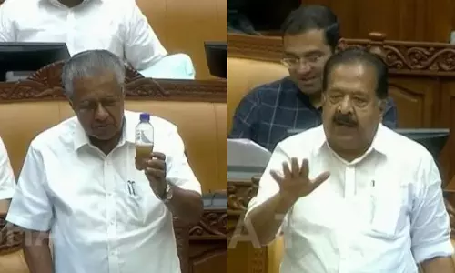 Sewage Water Cannon Row Rocks Kerala Assembly, Pinarayi Shows Up With Bottle Sewage Water Cannon Row Rocks Kerala Assembly, Pinarayi Shows Up With Bottle