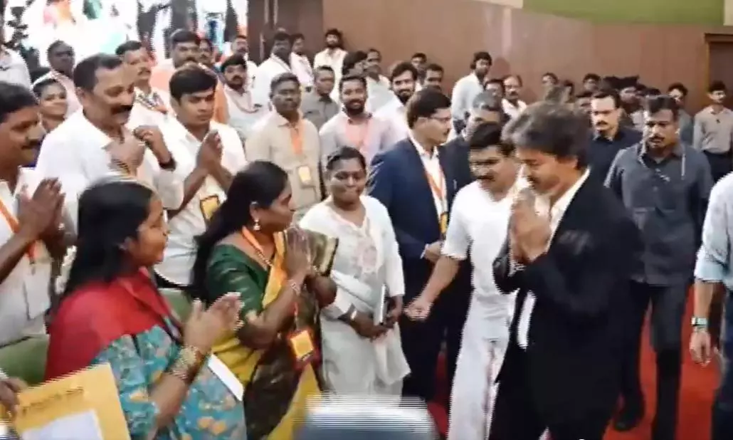 Vijay Breaks Protocol to Hand Appointment Order to Pregnant Recruit Vijay Breaks Protocol to Hand Appointment Order to Pregnant Recruit