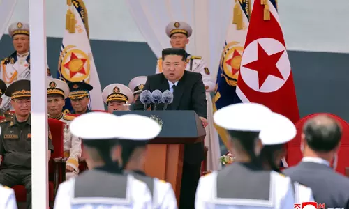 North Koreas Kim Jong Un Shows Off New Nuclear Warship Amid Global Uncertainty